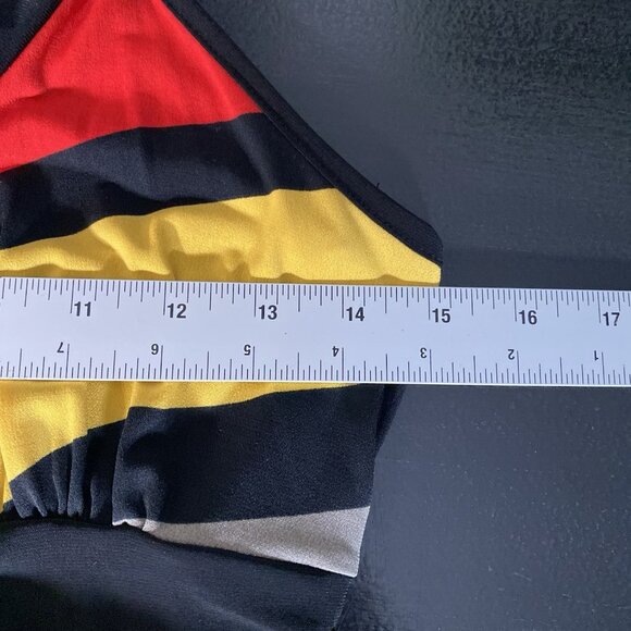 Vintage Y2K Wet Seal Maxi Dress Size L Retro Colorful Halter Tie Stretch V Neck - Picture 14 of 16